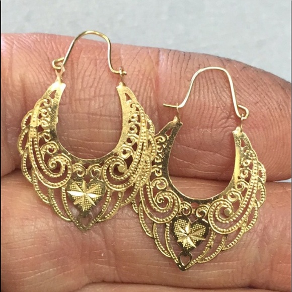 Jewelry - 14k Filigree hoop earrings